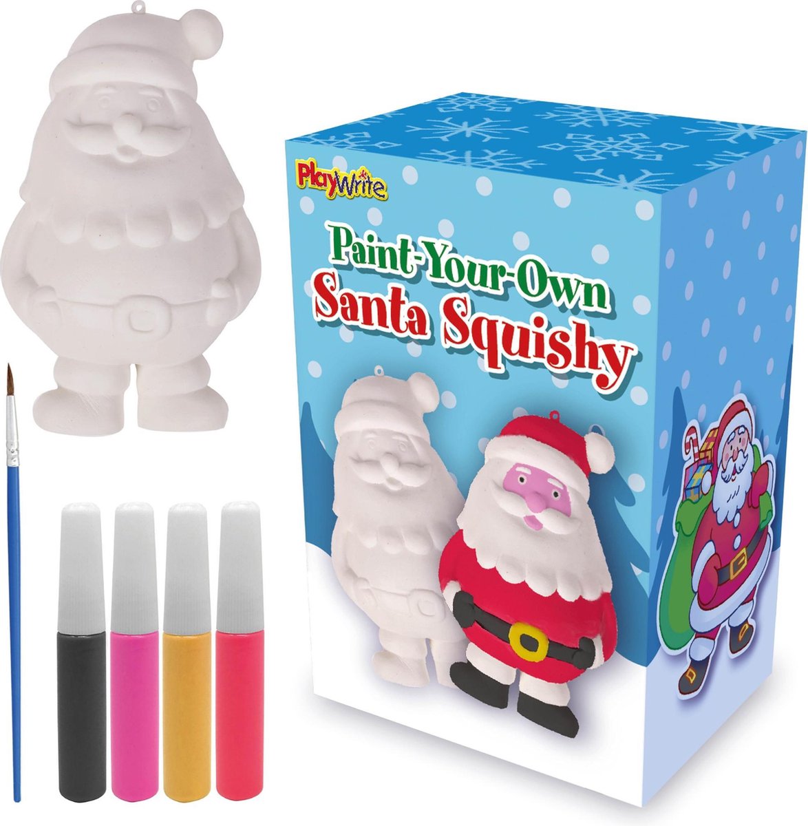 Verf je eigen kerstman Stressbal - Slow Rising - 10 cm groot