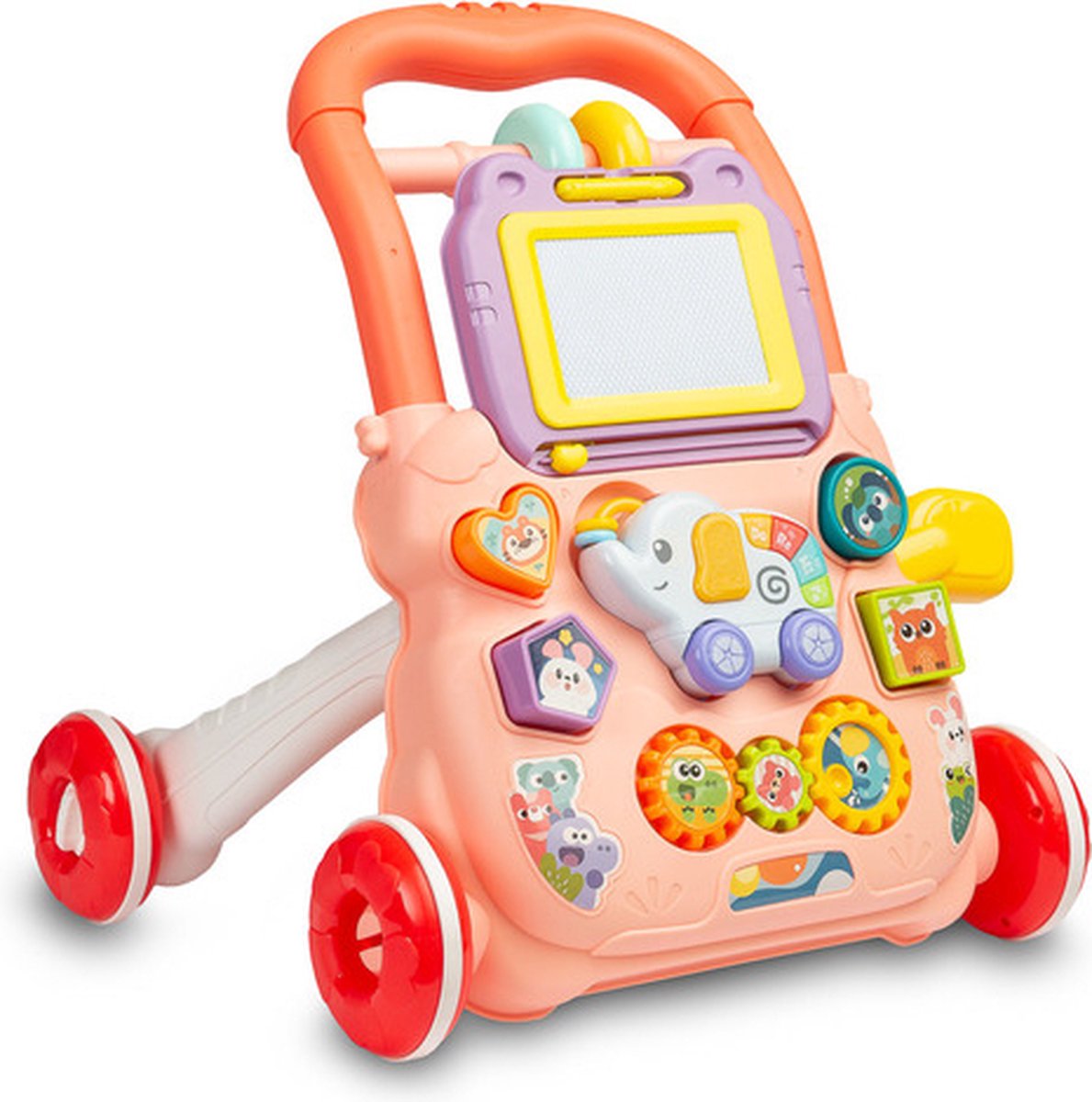 Educatief looptrainer met geluiden & tekenbord Pink