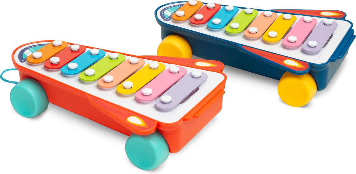TOYZ - Regenboogcimbalen op Wieltjes - Educatief Speelgoed - Muziekinstrument voor Peuters - Xylofoon op Wielen - Vanaf 18 Maanden
