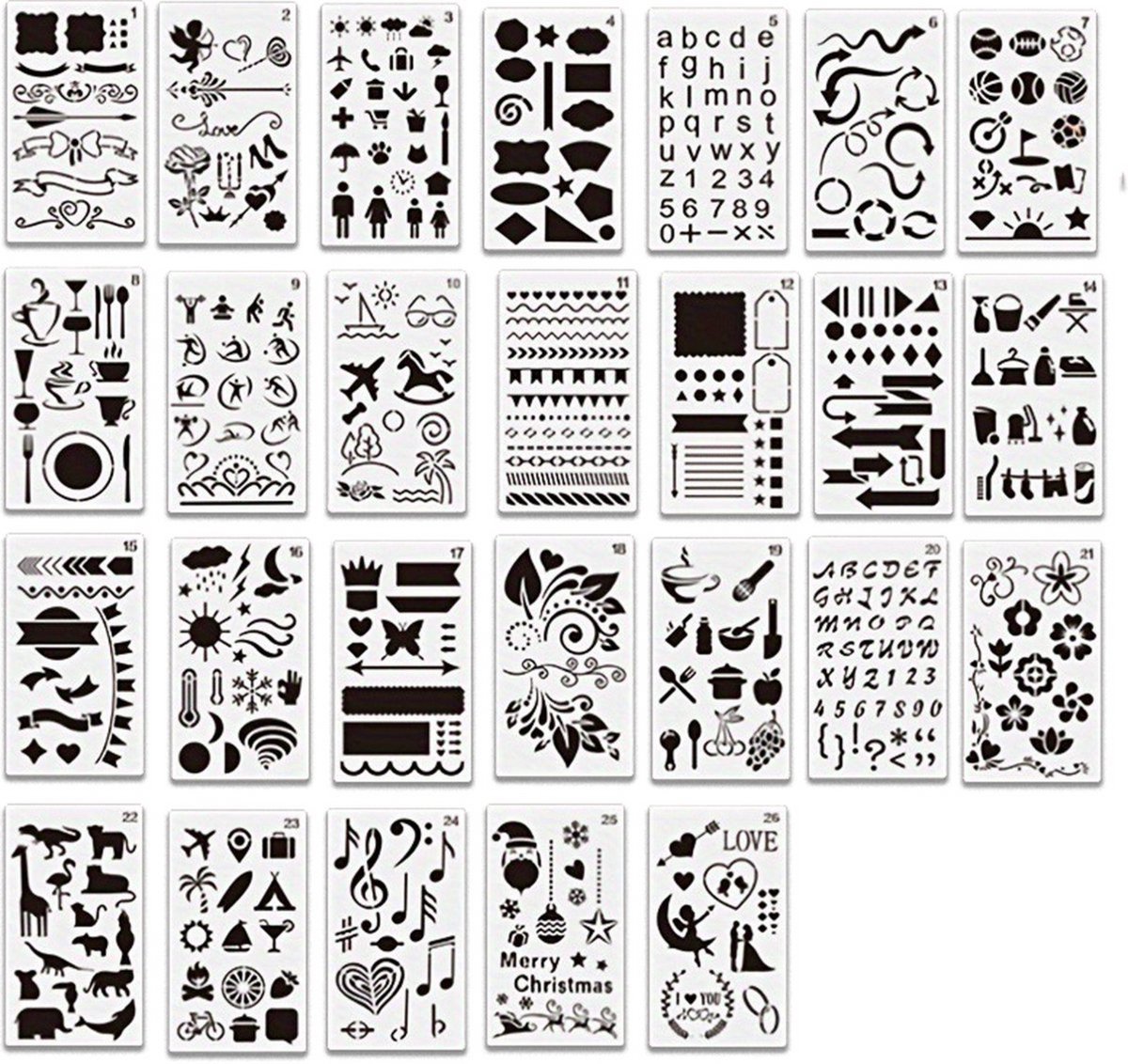 Tozy 26 Delige Bullet Journal Sjablonen - Bullet Journal Stencils - Bullet Journal Producten - Sjablonen Hobby Volwassenen & Kinderen