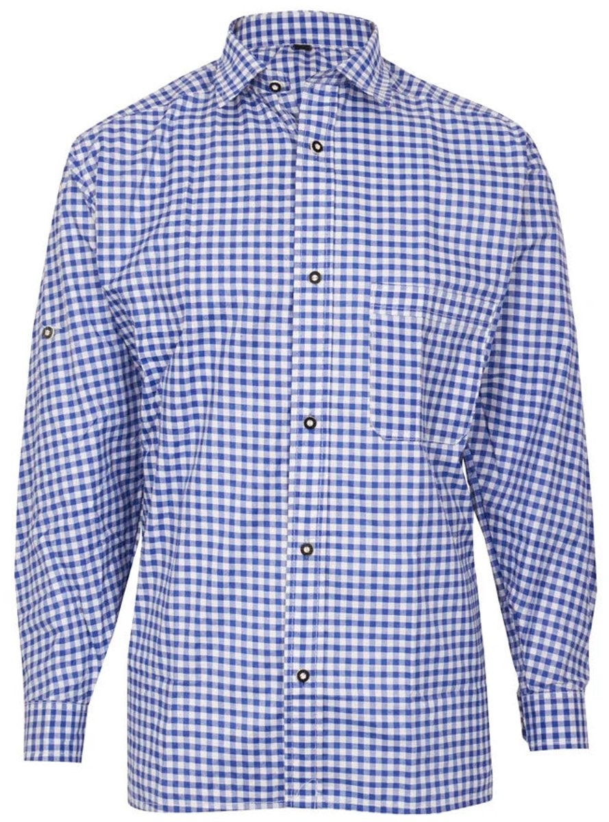 Trachten-Shop Trachtenhemd - Alpspitze Blauw - Maat XL
