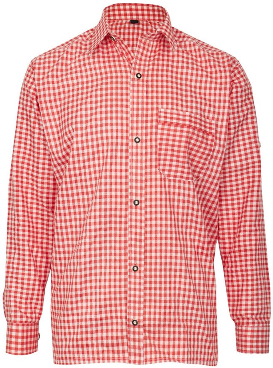Trachten-Shop Trachtenhemd - Alpspitze Rood - Maat XXXL