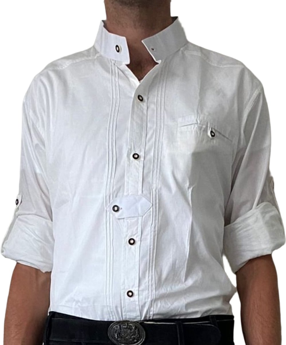 Trachten-Shop Trachtenhemd - Alpspitze Wit - Maat XXL