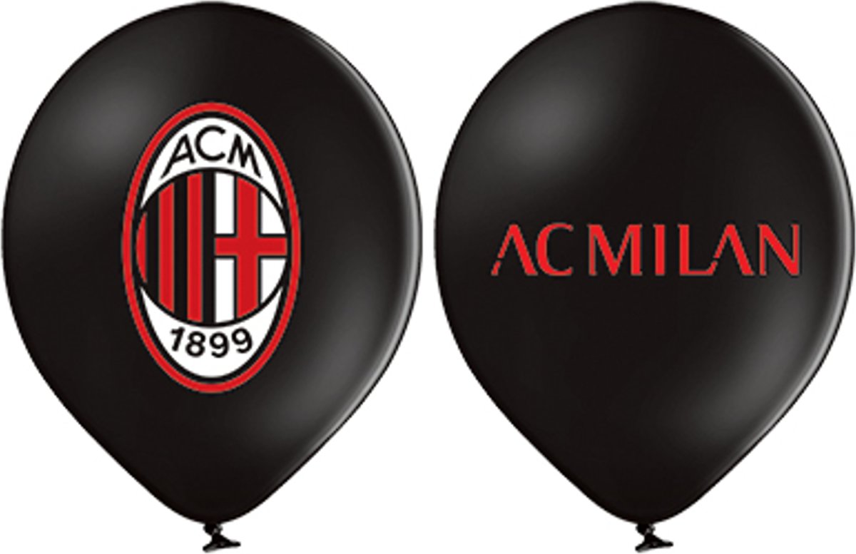 12 latex AC Milan™ ballonnen - Feestdecoratievoorwerp