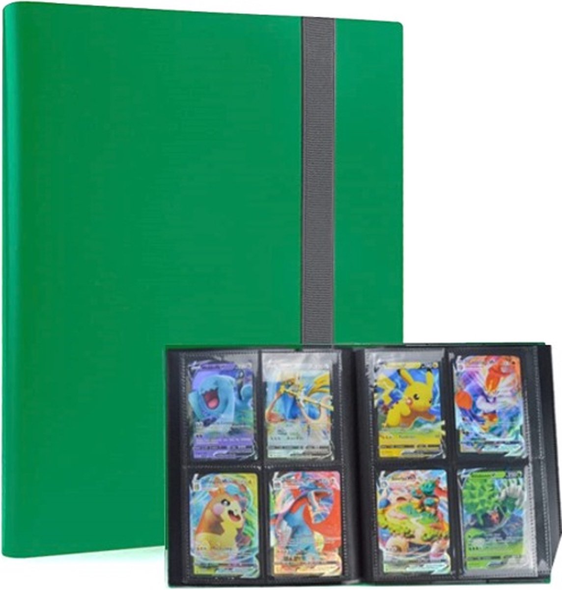 TradingCardPro - Groene verzamelmap geschikt voor Pokémon - Map voor 160 Kaarten - 20 Pagina’s - 4 Pocket - A5 Formaat - Premium Kwaliteit - Box - Binder groen