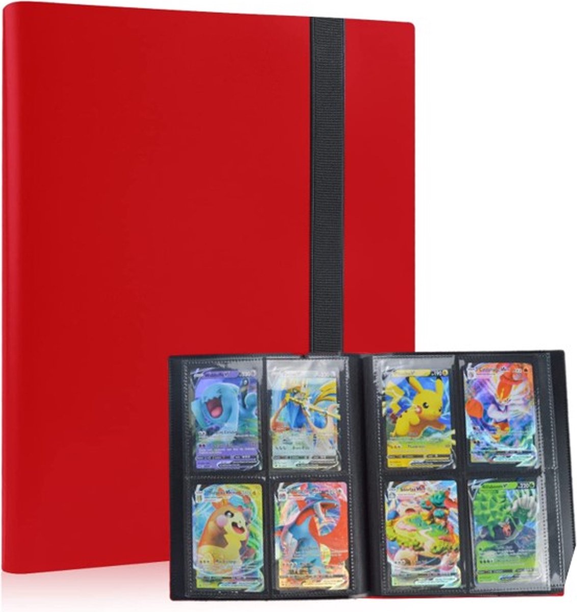TradingCardPro - Rode verzamelmap geschikt voor Pokémon - Map voor 160 Kaarten - 20 Pagina’s - 4 Pocket - A5 Formaat - Premium Kwaliteit - Box - Binder rood
