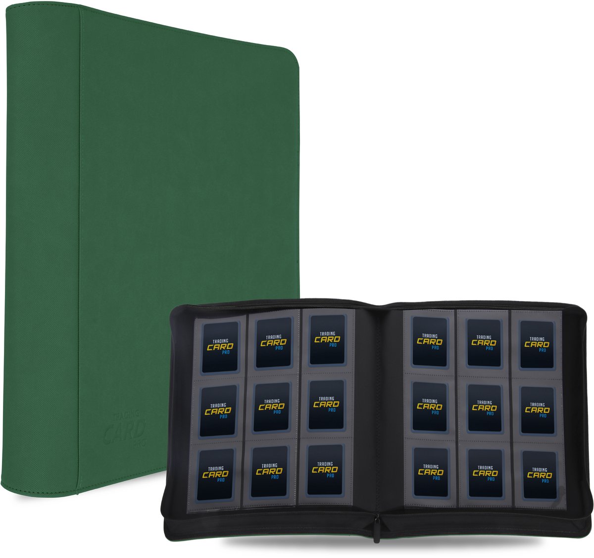 TradingCardPro - Toploader verzamelmap met ritssluiting voor 324 Pokémon kaarten - 18 pagina’s - 9-pocket map - Premium kwaliteit binder - Groen