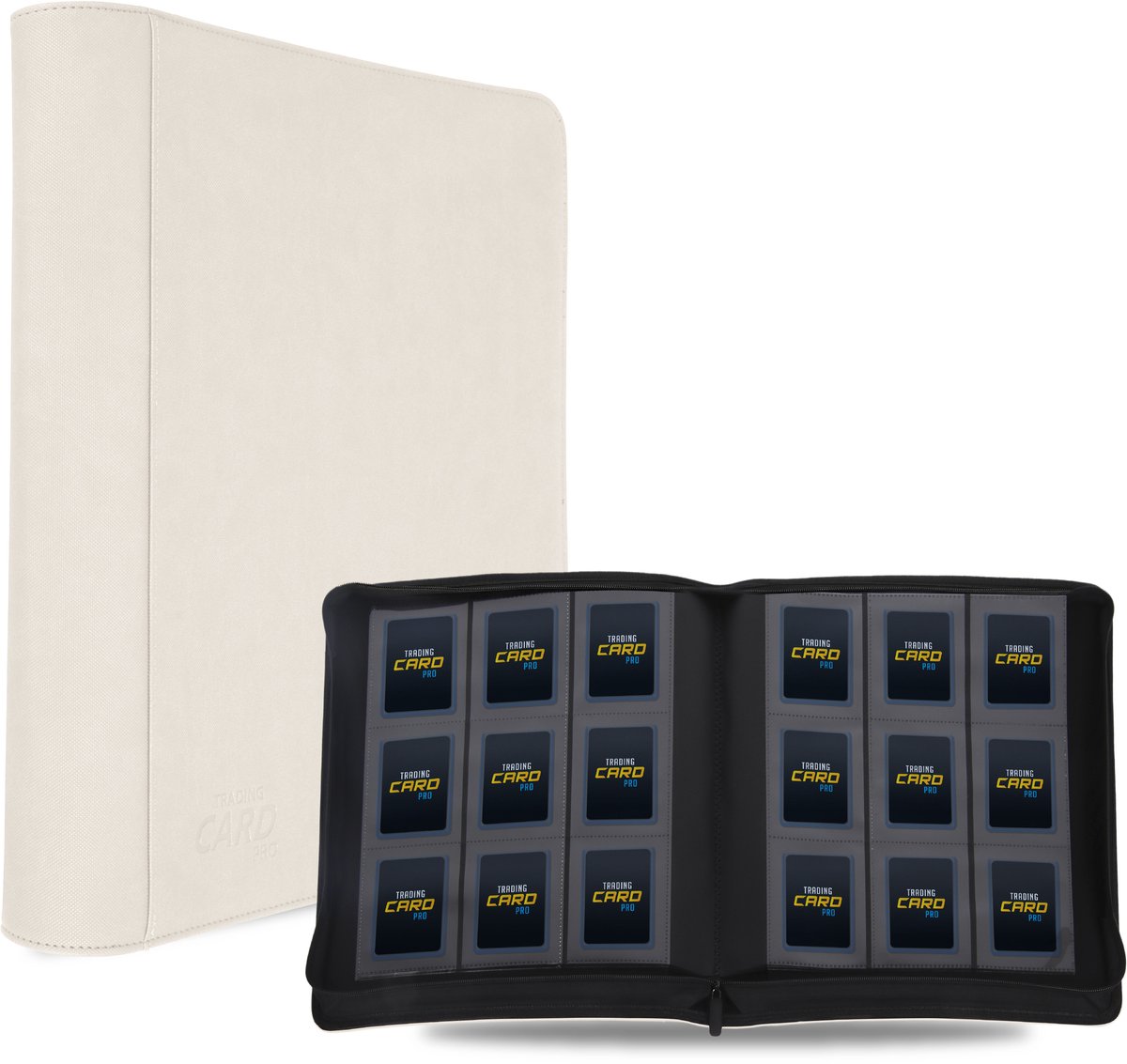 TradingCardPro - Toploader verzamelmap met ritssluiting voor 324 Pokémon kaarten - 18 pagina’s - 9-pocket map - Premium kwaliteit binder - Wit