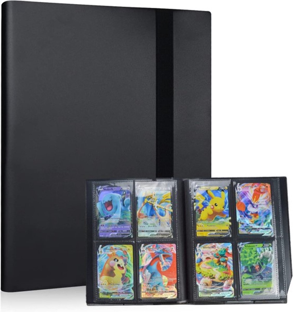 TradingCardPro - Zwarte verzamelmap geschikt voor Pokémon - Map voor 160 Kaarten - 20 Pagina’s - 4 Pocket - A5 Formaat - Premium Kwaliteit - Box - Binder zwart