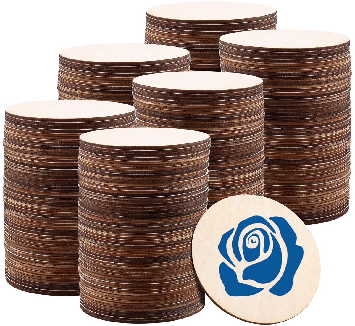 TRANKIELO® - 200 Stuks Houten Cirkels 10 cm - Onvoltooid voor Creatieve DIY Projecten en Schilderen