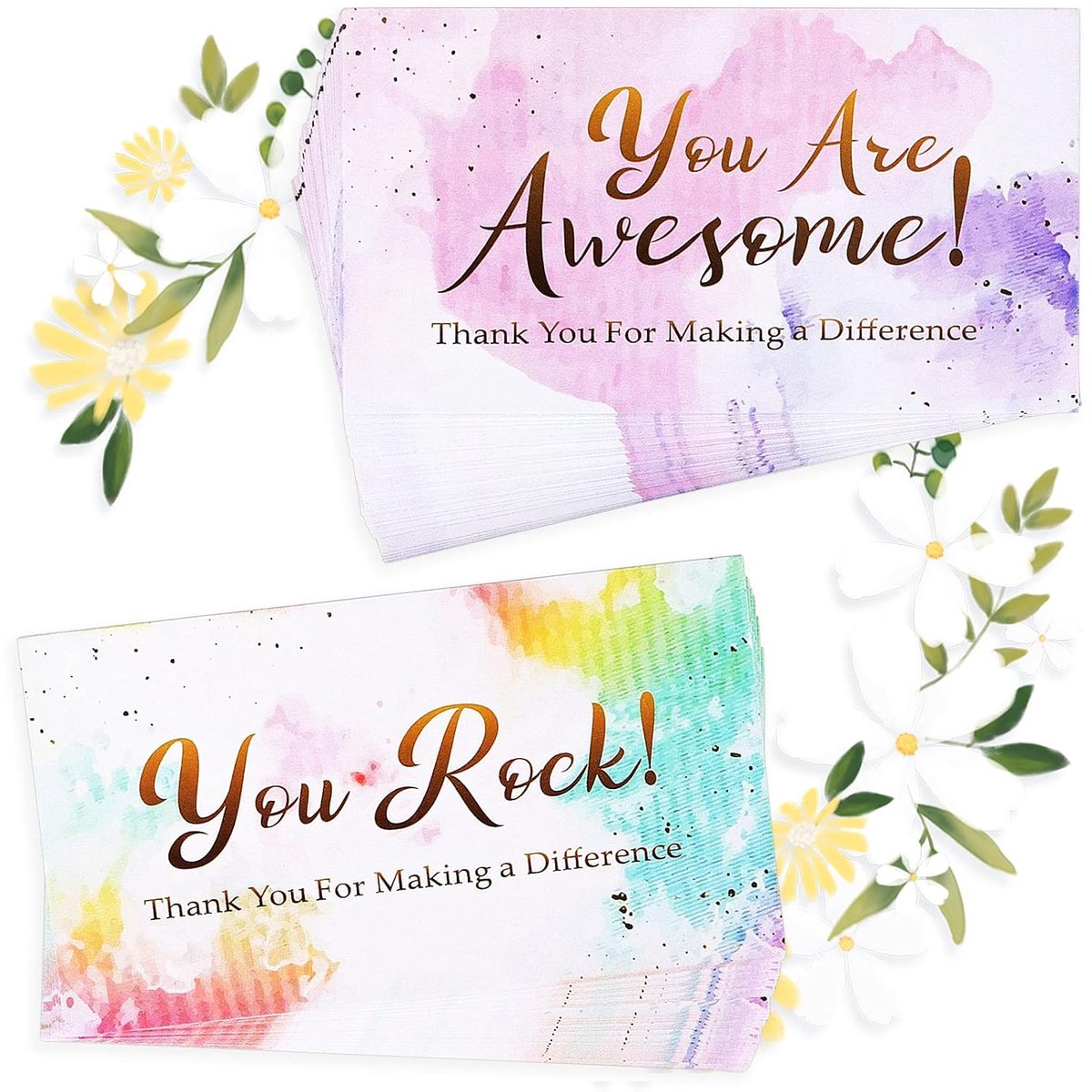 TRANKIELO® - 200 stuks positieve bevestigingskaarten - You Are Awesome & You Rock - kleurrijke motiverende kaarten