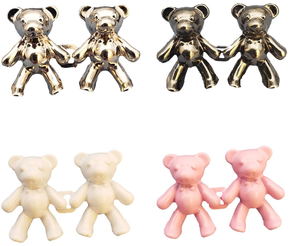 TRANKIELO® - 4 Paar Naadloze Beer Tailleknopen - Duurzaam en Schattig - Verstelbaar voor Elke Outfit