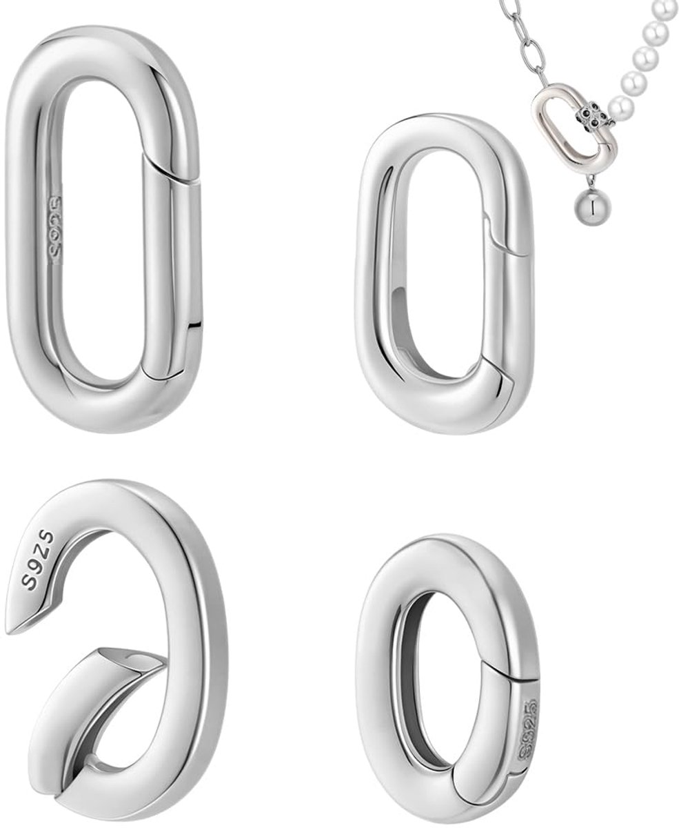 TRANKIELO® - 4 Stuks 925 Sterling Zilver Ovale Sieraden Sluitingen – Duurzaam, Lichtgewicht & Veilig Ontwerp