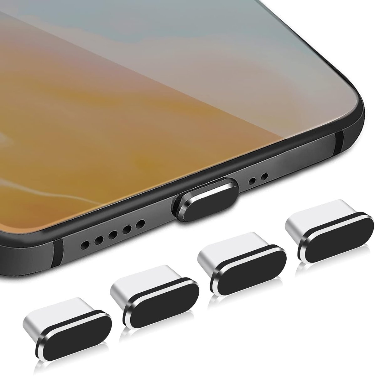 TRANKIELO® - 4 Stuks Anti-Stofstekkers - USB Type C Stofkap Cover voor Smartphones - Duurzaam en Lichtgewicht