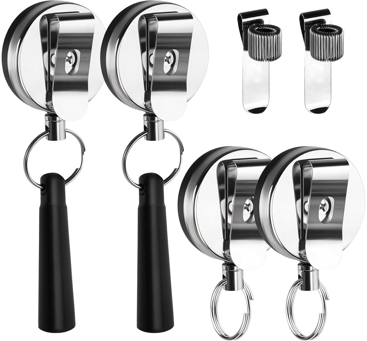 TRANKIELO® - 4 intrekbare pennenhouders met 65 cm koord – Metalen clip, multifunctioneel voor timmerlieden, artsen en kantoor