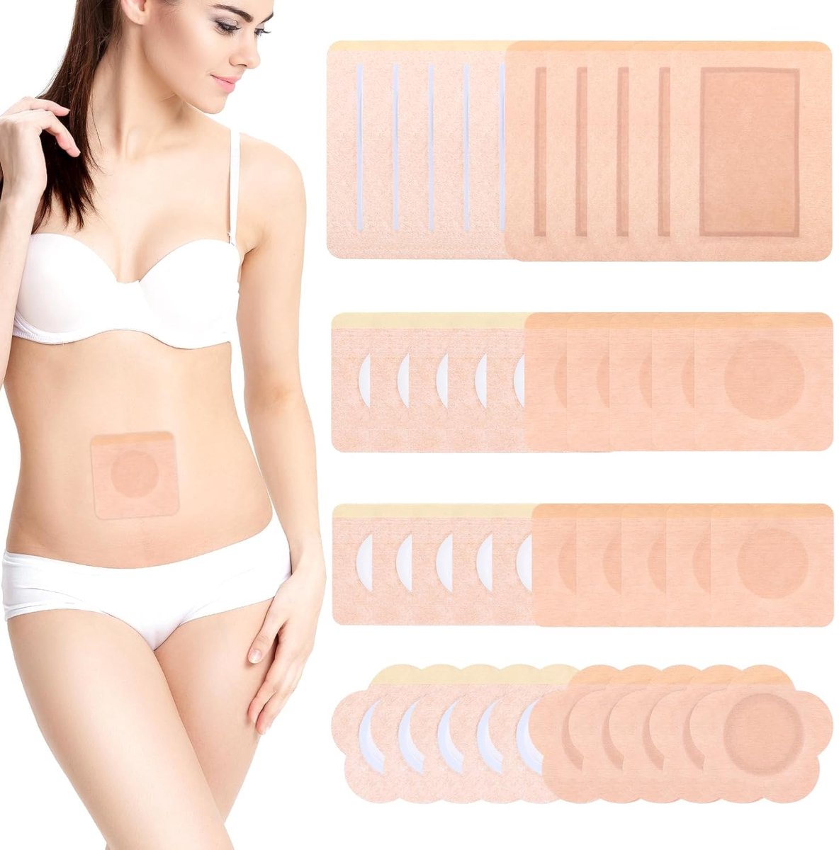 TRANKIELO® - 40 Stuks Castoroliepleisters - Katoenen Wikkels voor Warm/Koud Compressen - Zelfklevend en Herbruikbaar