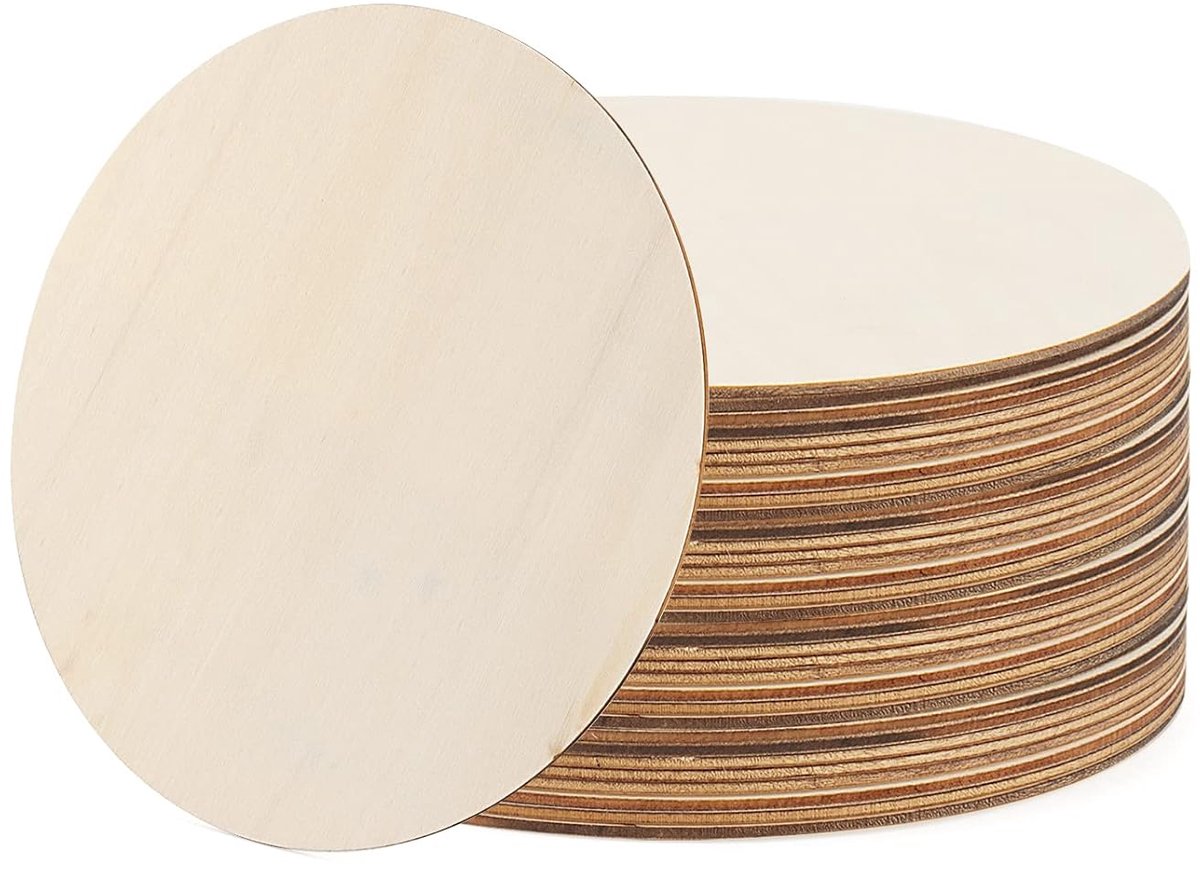TRANKIELO® - 40 stuks 20 cm houten cirkels – 2 mm dik – ambachtelijk – ideaal voor knutselen en DIY-projecten