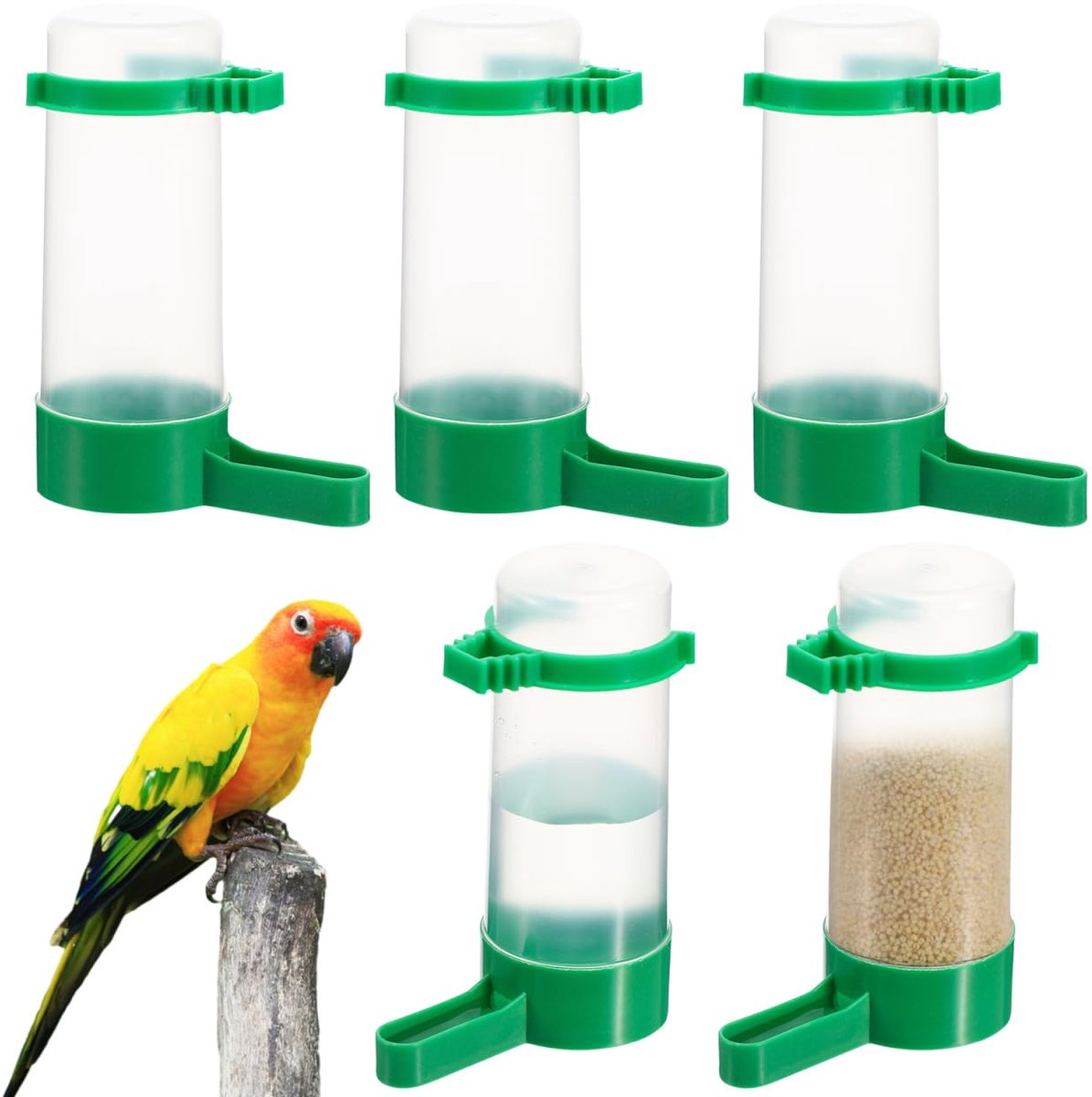 TRANKIELO® - 5 Stuks Vogelwater Voeder - Automatische Drinker voor Papegaaien en Kleine Vogels - Duurzaam Kunststof