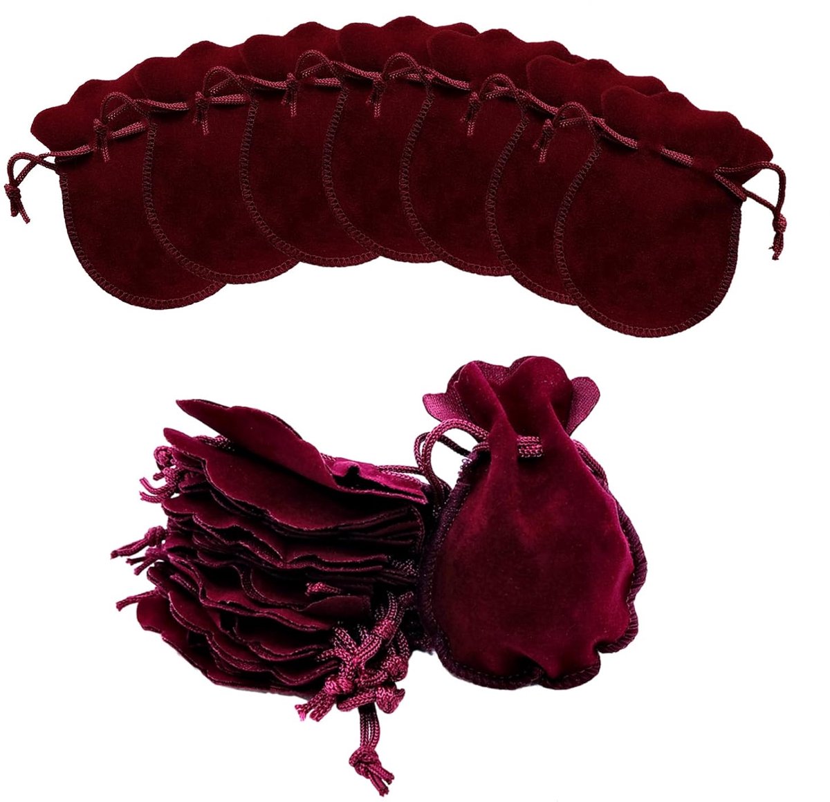 TRANKIELO® - 50 Fluwelen Zakjes voor Sieraden en Cadeautjes – Duurzaam, Ademend, Herbruikbaar, Rood, 7 x 9 cm