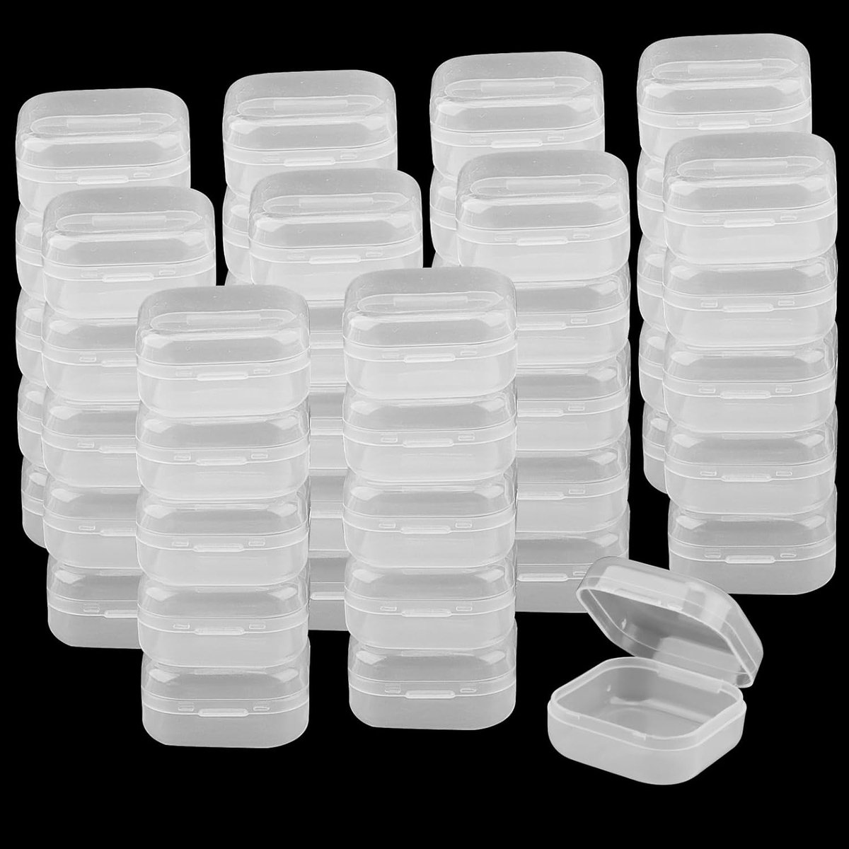 TRANKIELO® - 50 stuks mini kralencontainers – Doorzichtige plastic opbergdoos – 3,5 x 3,5 x 1,8 cm – Perfect voor sieraden en knutselen