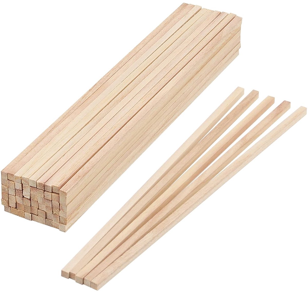 TRANKIELO® - 60 stuks onafgewerkte houten vierkante deuvelstangen 6x6x300 mm - ideaal voor ambachten en doe-het-zelf projecten