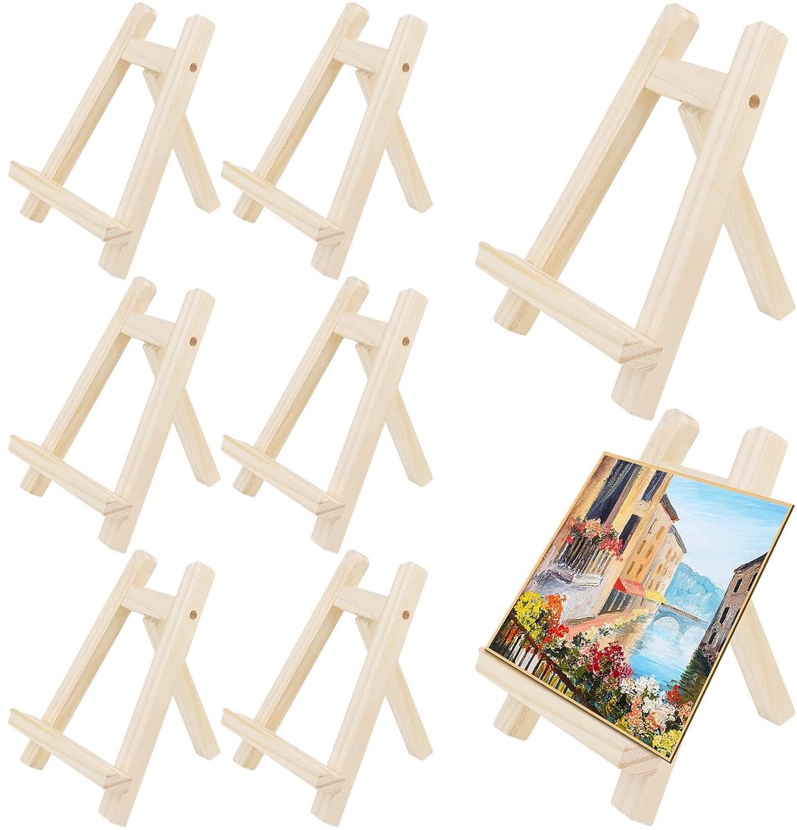 TRANKIELO® - 8 Stuks Mini Ezel – Houten Tafelblad Ezel voor Kunst – Ideaal voor Fotos, Tekeningen en Ambachten