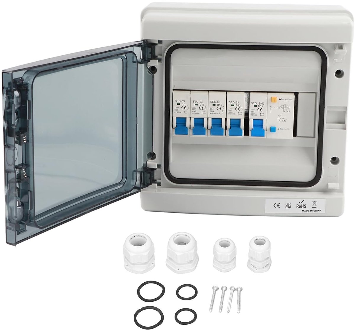 TRANKIELO® - Distributiebox met 4 MCB-stroomonderbrekers – 230V IP65 – Veilig voor Thuis en Buiten