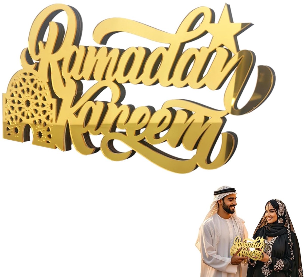 TRANKIELO® - Gouden Acryl Tafeldecoratie Maan - Perfect voor Eid Mubarak - Ramadan Huisdecoratie