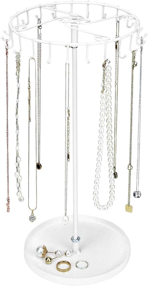 TRANKIELO® - Gouden Sieraden Organizer – Draaibare Sieradenboom – Robuust en Duurzaam – Krasbestendige Haken – Ruimtebesparende Opbergoplossing