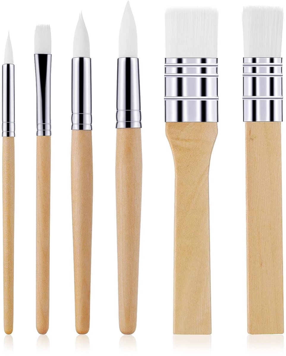 TRANKIELO® - Houten Borstelset 6 Stuks – Professionele Kunstenaarspenselen – Voor Acryl, Aquarel en Olieverf