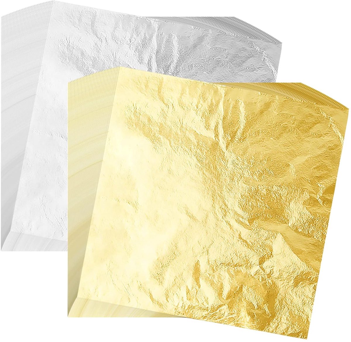 TRANKIELO® - Imitatie Goud- en Zilverfolie Vellen – 200 stuks – Voor Kunst, Ambachten en Decoratie – 14x14 cm