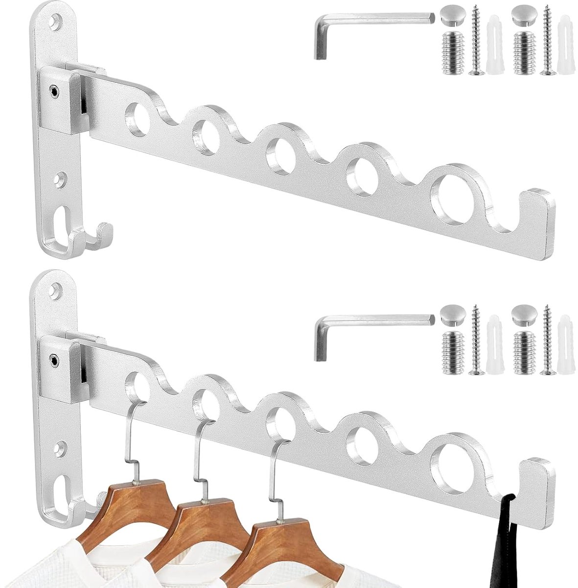 TRANKIELO® - Inklapbare Kledinghaken - Aluminium - Duurzaam & Veelzijdig - Voor Badkamer, Keuken en Balkon