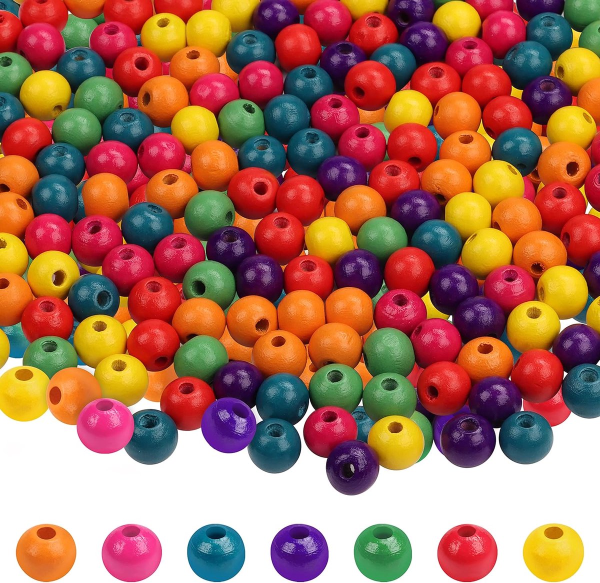 TRANKIELO® - Kleurrijke Houten Kralen voor DIY Hobby en Sieraden Maken (1000 Stuks, 7 mm) – Perfect voor Armbanden, Kettingen, Sleutelhangers en Huisdecoraties