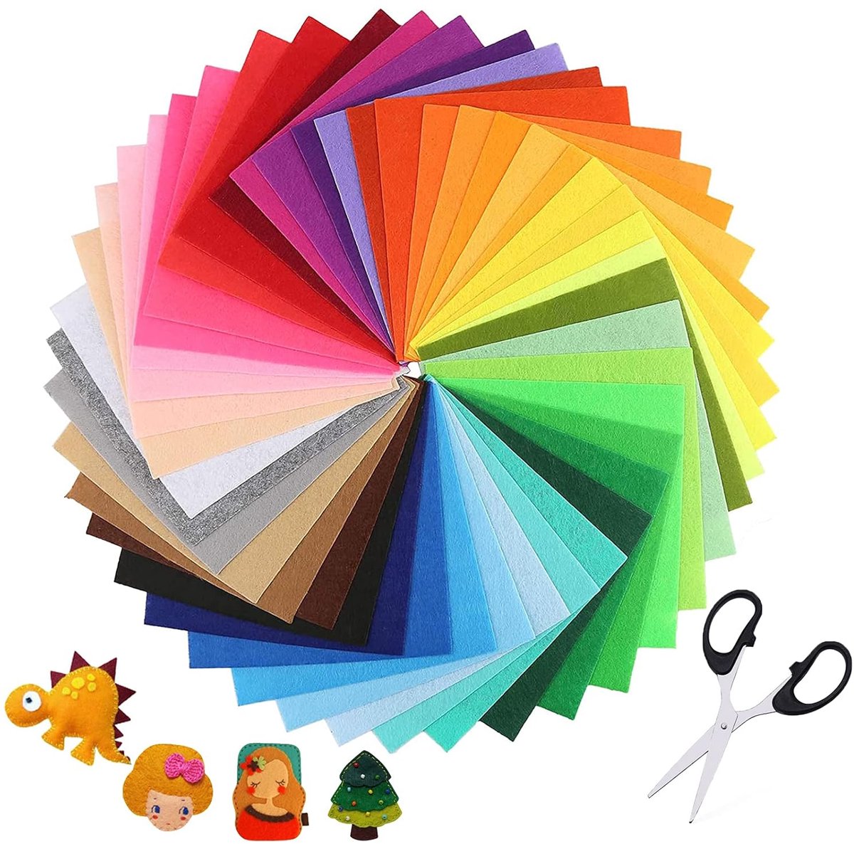 TRANKIELO® - Kwalitatieve  set voor Creatieve Projecten – Polyester   in 40 Kleuren met Bijgeleverde Schaar – Ideaal voor Patchwork en Knutselwerkzaamheden