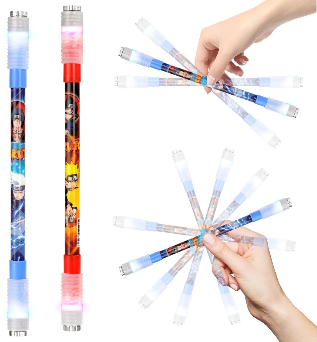 TRANKIELO® - LED Draaiende Balpen 2 Stuks – Kinderen en Studenten – Navulbaar – Drukontlasting – Entertainment
