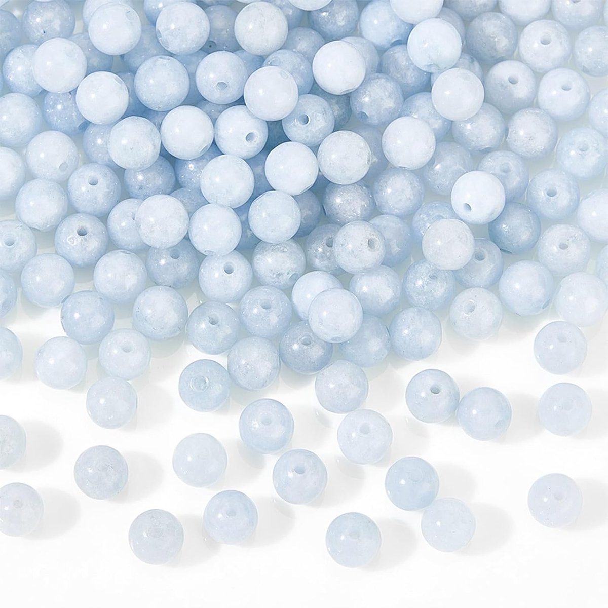 TRANKIELO® - Natuurlijke Chalcedoon Kralen – Blauwe Imitatie Aquamarijn Stijl – 6 mm, 180 Stuks – Geschikt voor Sieraden Maken en Ambachten