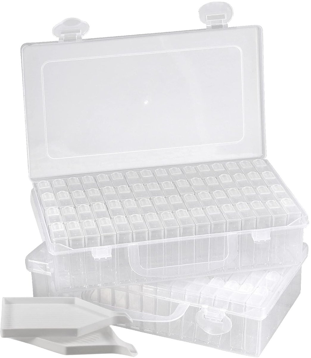 TRANKIELO® - Opbergdozen voor Diamant Painting - 64 Roosters - Perfect voor Kralen, Sieraden & Ambacht