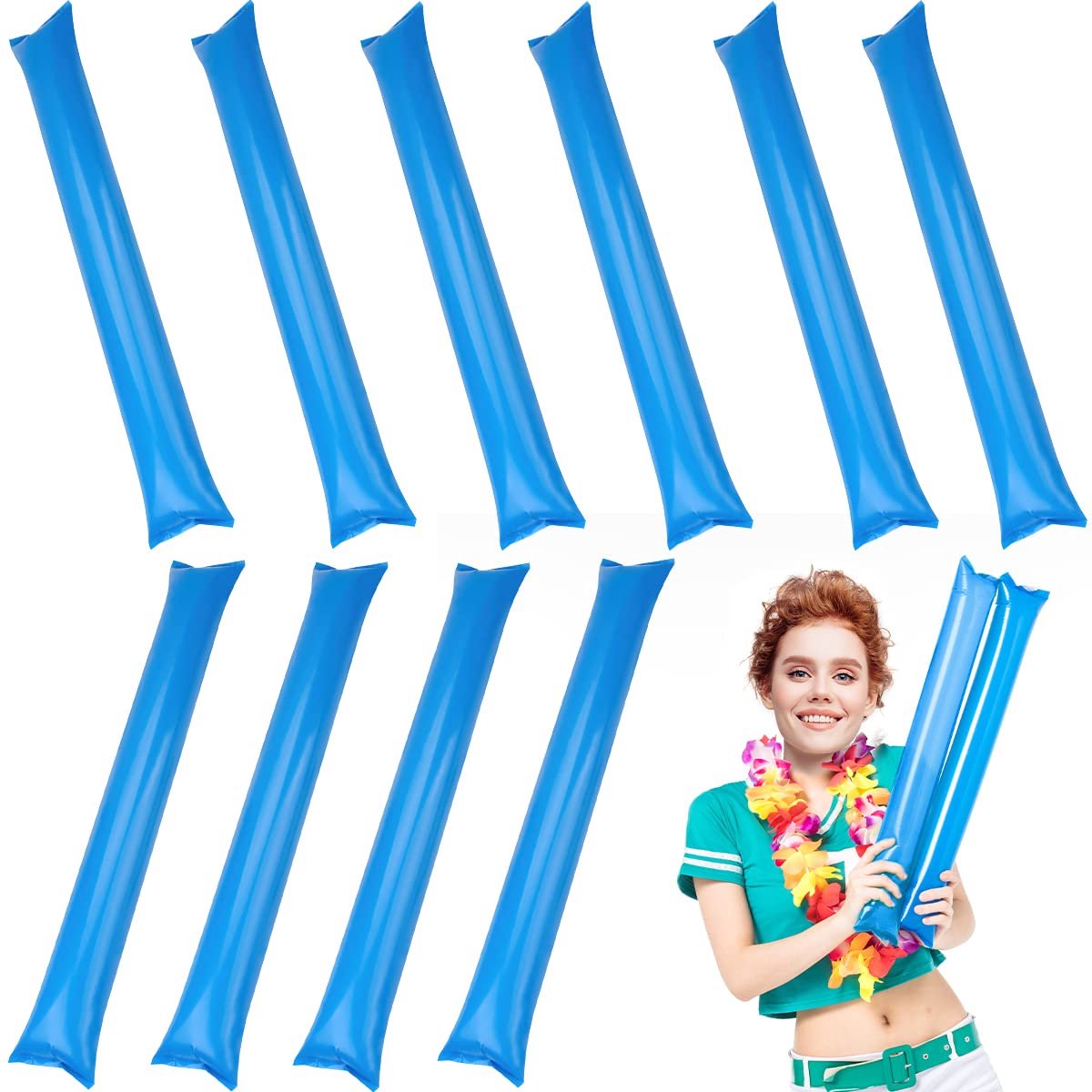 TRANKIELO® - Opblaasbare Jubelstokken Set - 10 Stuks - Ideaal voor Feestjes en Sportevenementen - Kleurvarianten en Duurzaam