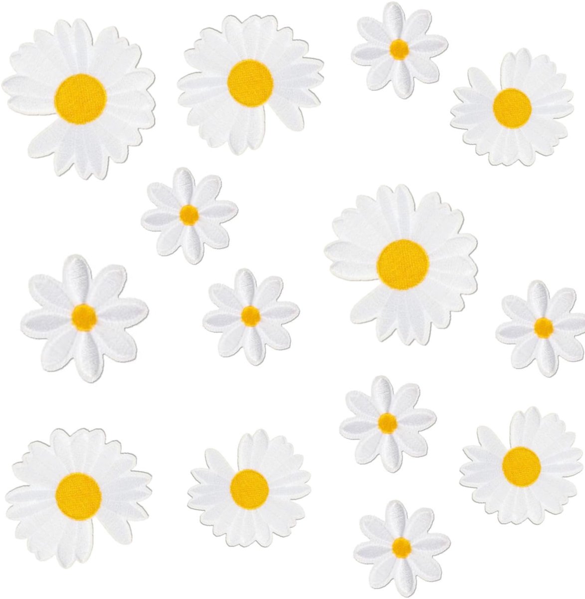 TRANKIELO® - Opstrijkpatches madeliefjes - 30 stuks - Voor kleding, hoeden, jassen - Hoge kwaliteit, decoratief en functioneel