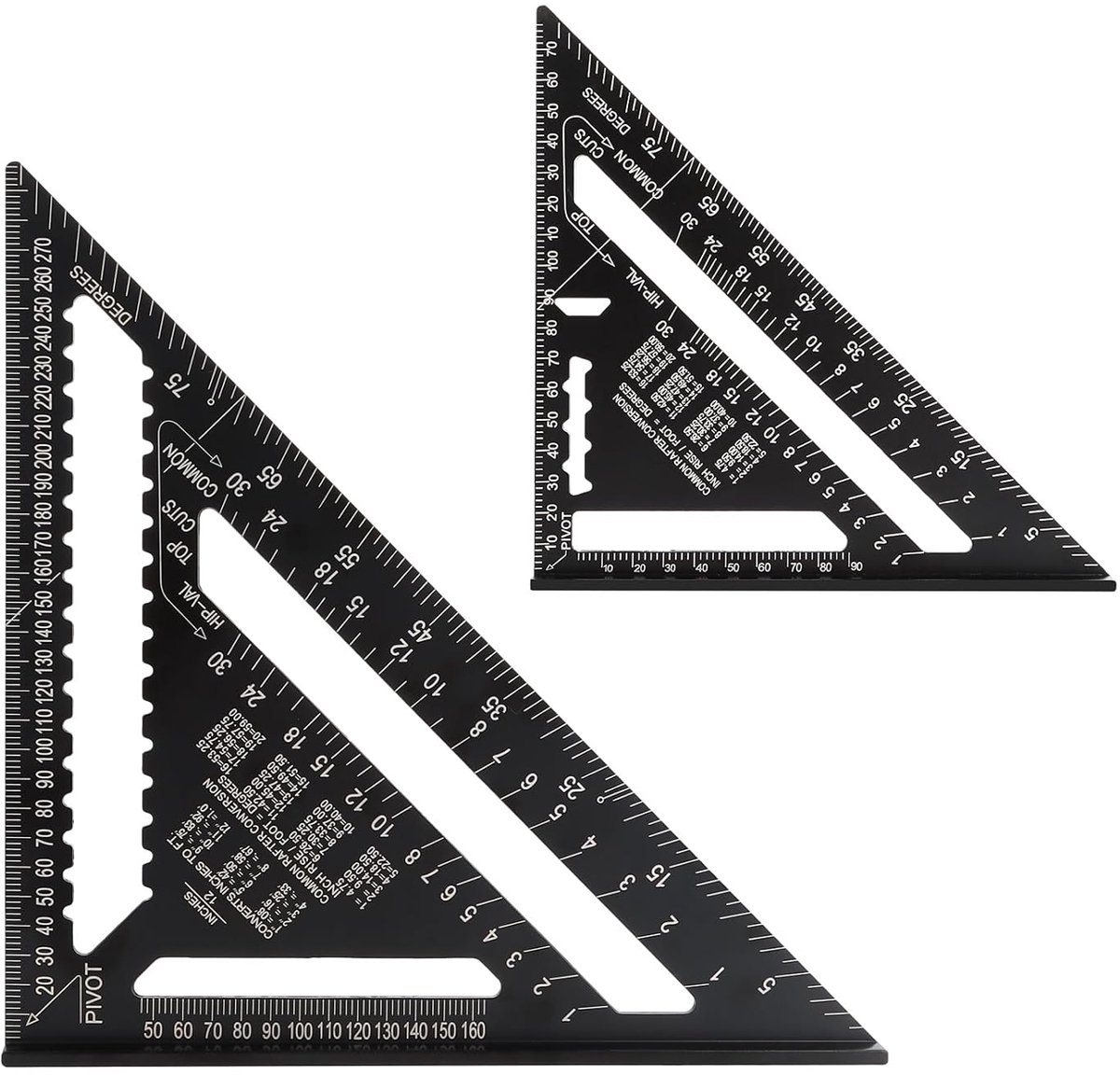 TRANKIELO® - Professionele Timmermanshoek Set – Metrisch – 18 cm & 30 cm – Duurzaam Metaal – Nauwkeurige Lasergravure – 0-90 Graden Gradenschaal – Zwart