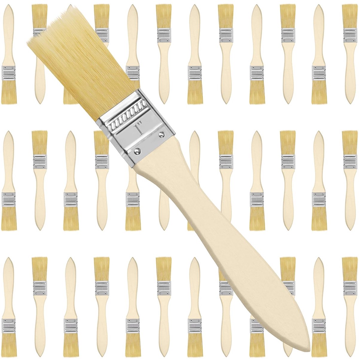 TRANKIELO® - Professionele Verfkwastenset van 36 Stuks – 2,54cm Kwasten met Houten Handvat – Ideaal voor Verf, Vernis, Lijm en DIY-projecten