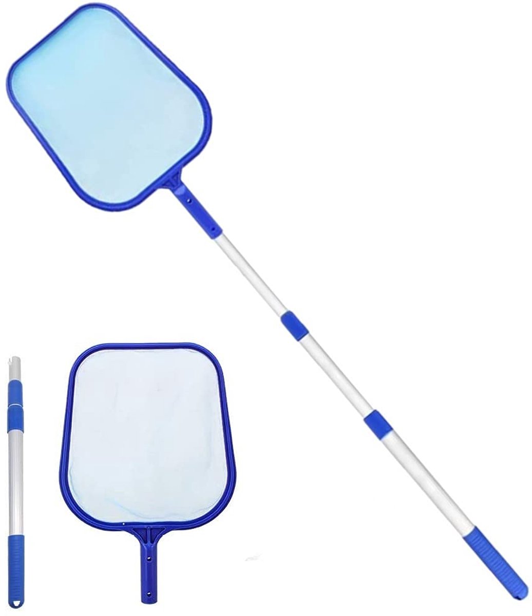 TRANKIELO® - Professionele Zwembad Skimmer met Telescopische Hark – 150 cm – Fijnmazig Net voor Bladverwijdering – Ideaal voor Zwembaden, Vijvers en Fonteinen