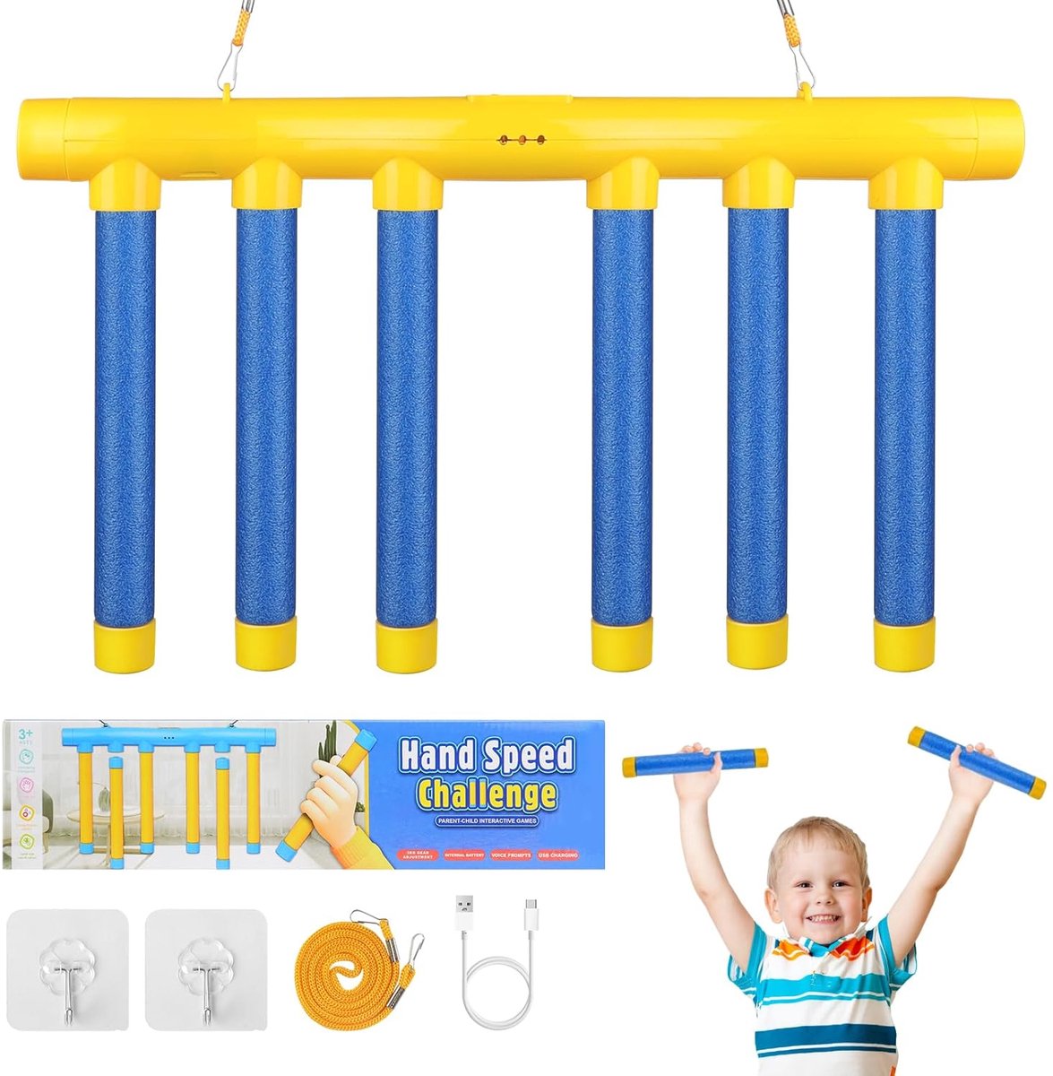 TRANKIELO® - Reactie Training Speelgoed - Hand-Oogcoördinatie Verbeteraar - Stick Vang Spel met 3 Instelbare Snelheden - Duurzaam en Valbestendig - Ideaal Cadeau voor Kinderen en Volwassenen