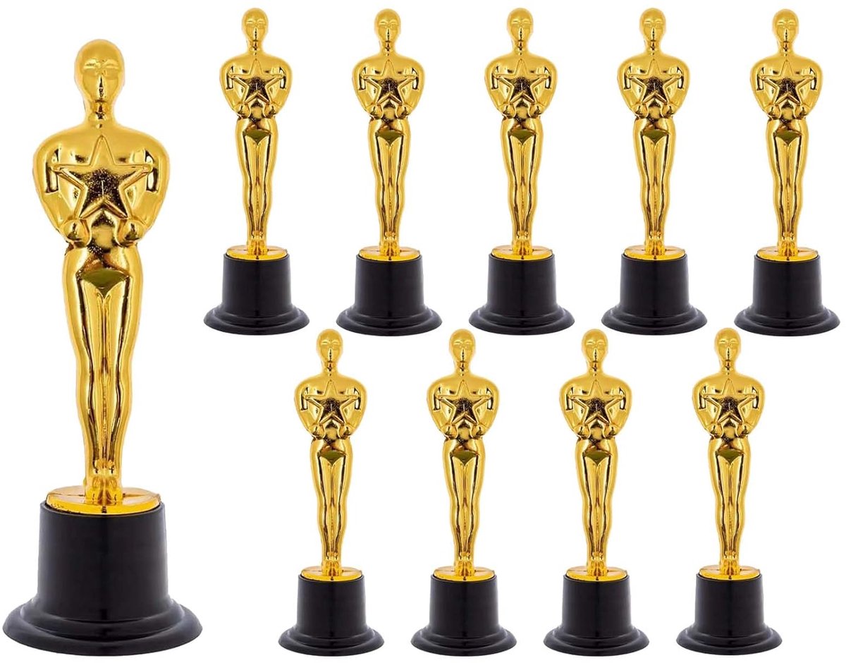 TRANKIELO® - Set van 10 Vergulde Trofee Beelden – Compact en Duurzaam – Ideaal voor Prijsuitreikingen en Sportvieringen