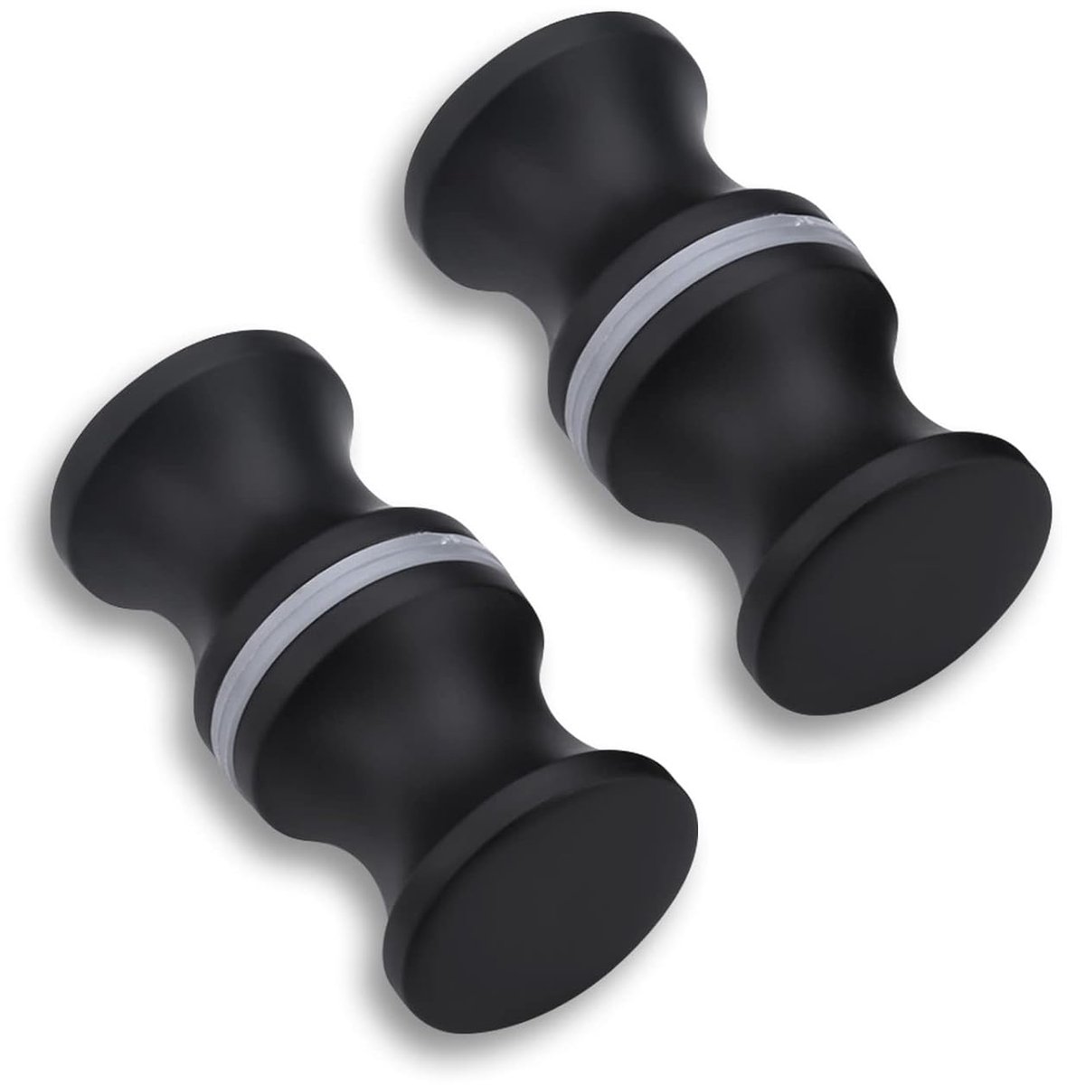 TRANKIELO® - Set van 2 Roestvrijstalen Douchedeurknoppen - Matzwart - Eenvoudige Installatie – Veelzijdig Toepasbaar - 30x30mm