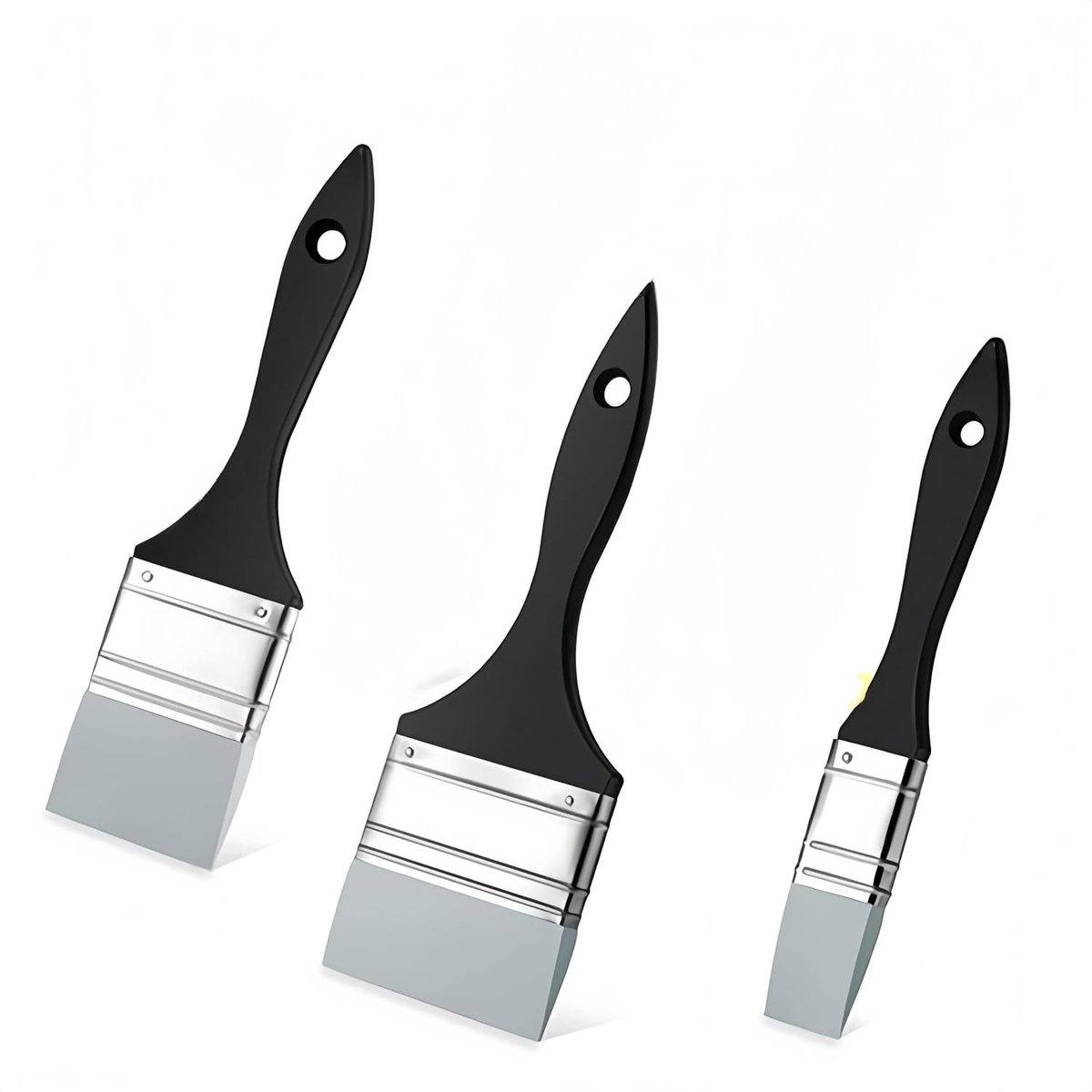 TRANKIELO® - Set van 3 Siliconen Verfkwasten – Flexibel Schildergereedschap – Breed en Smal Penseel – Voor Olie-, Acryl- en Aquarelverf