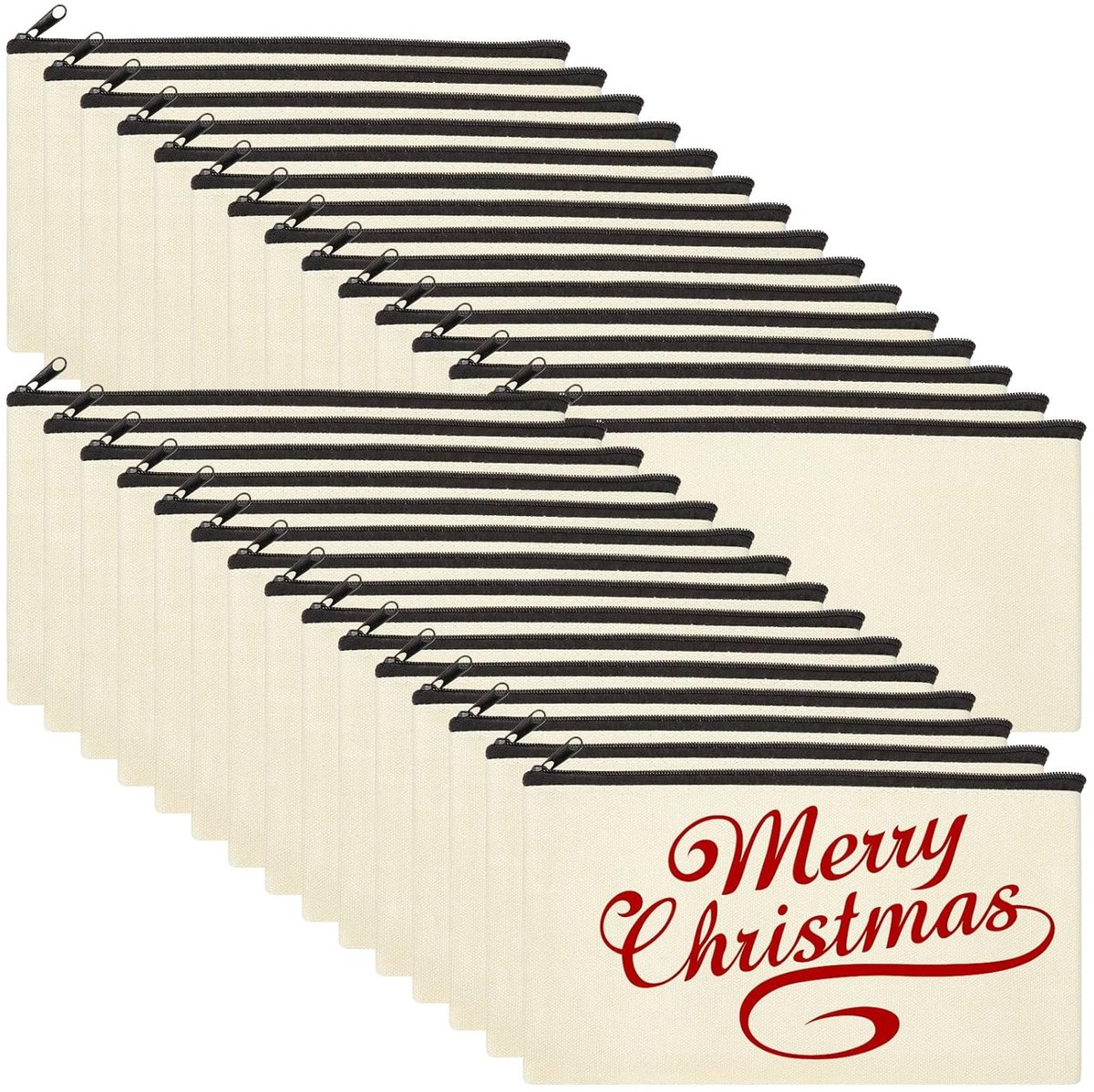 TRANKIELO® - Set van 30 Canvas Pennenzakken om te Beschilderen – Off-White – 21 x 12 cm – Duurzaam – Veelzijdig