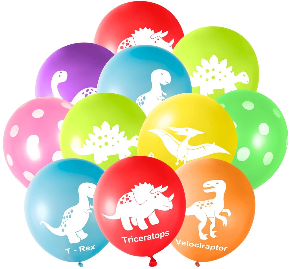 TRANKIELO® - Set van 32 Dinosaurus Latex Ballonnen - 30 cm - Multicolor - Feestdecoratie voor Kinderen