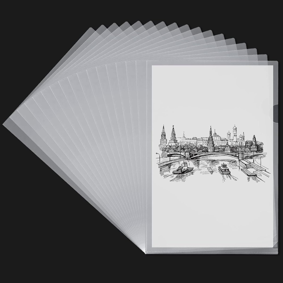 TRANKIELO® - Set van 90 transparante documentenmappen A4 - Duurzaam kunststof - 31x22cm - Kantoor- en schoolbenodigdheden - Transparant