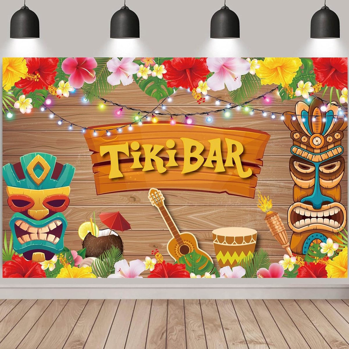 TRANKIELO® - Tiki Bar Banner Voor Hawaii Feest Decoratie – 180x110cm – Polyester Stof – Kleurrijk Aloha Achtergrond